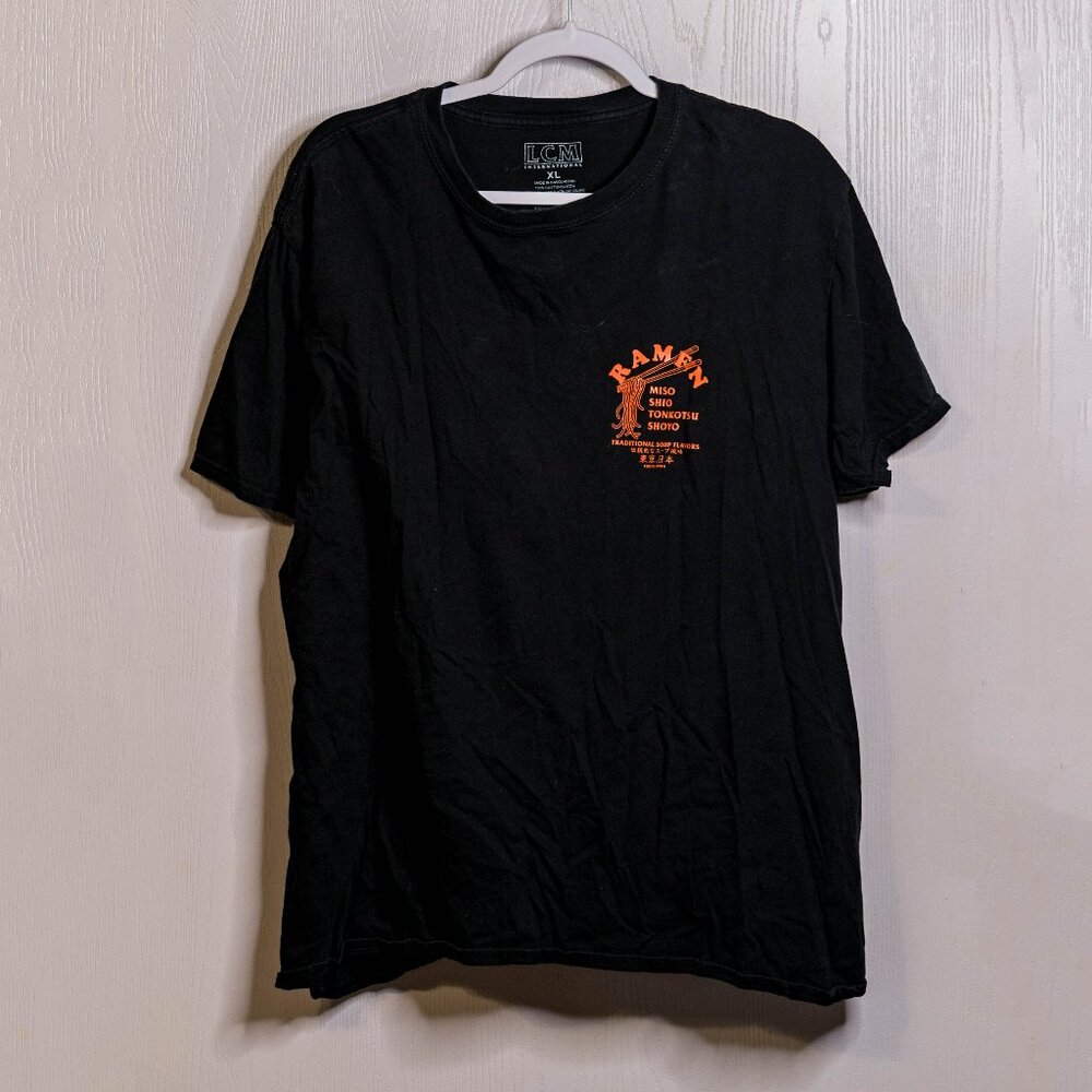 LCM International Men's Black and Orange Ramen T Shirt - XL